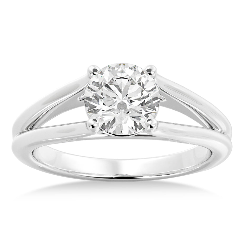 Split Shank Solitaire Engagement Ring 14k White Gold
