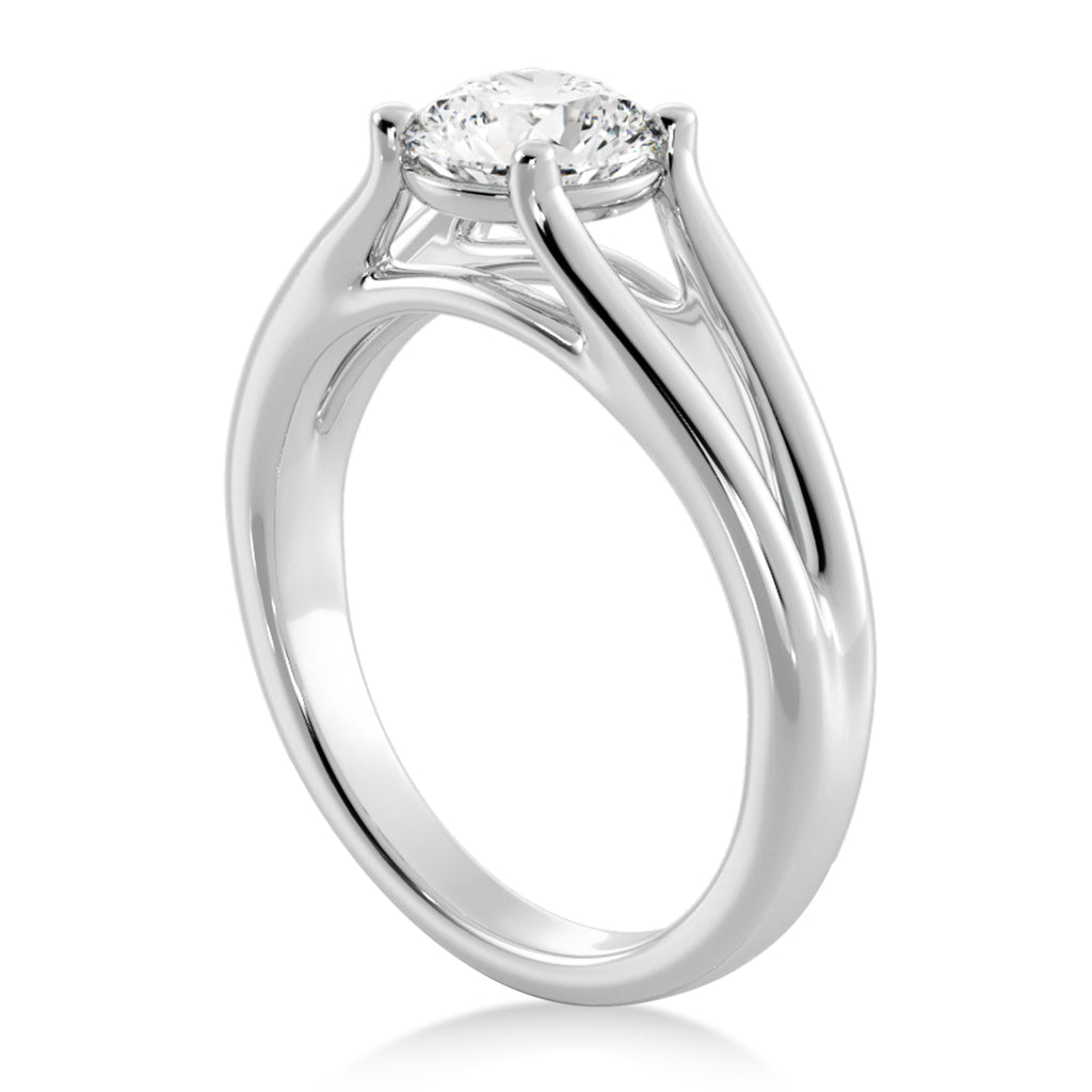 Split Shank Solitaire Engagement Ring 14k White Gold