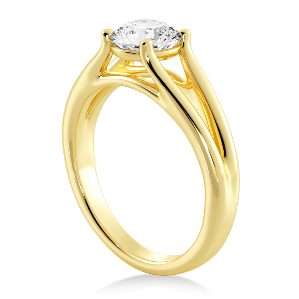 Split Shank Solitaire Engagement Ring 14k Yellow Gold