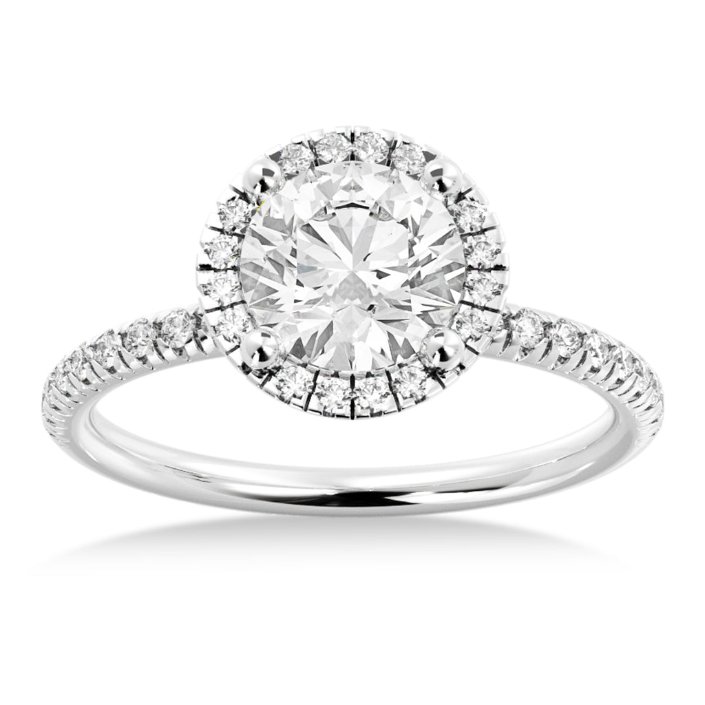 Diamond  Halo Engagement Ring 18k White Gold (0.28ct)