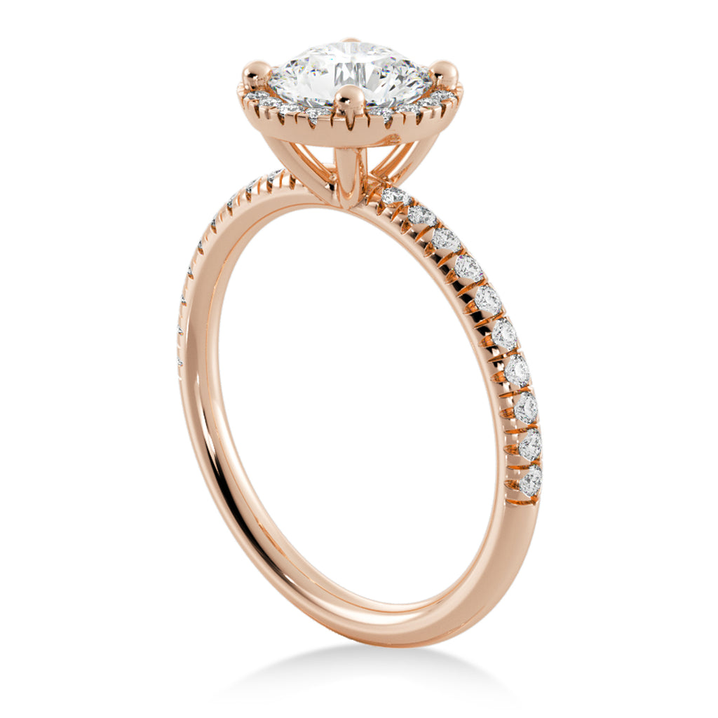Lab Grown Diamond  Halo Engagement Ring 14k Rose Gold (0.28ct)