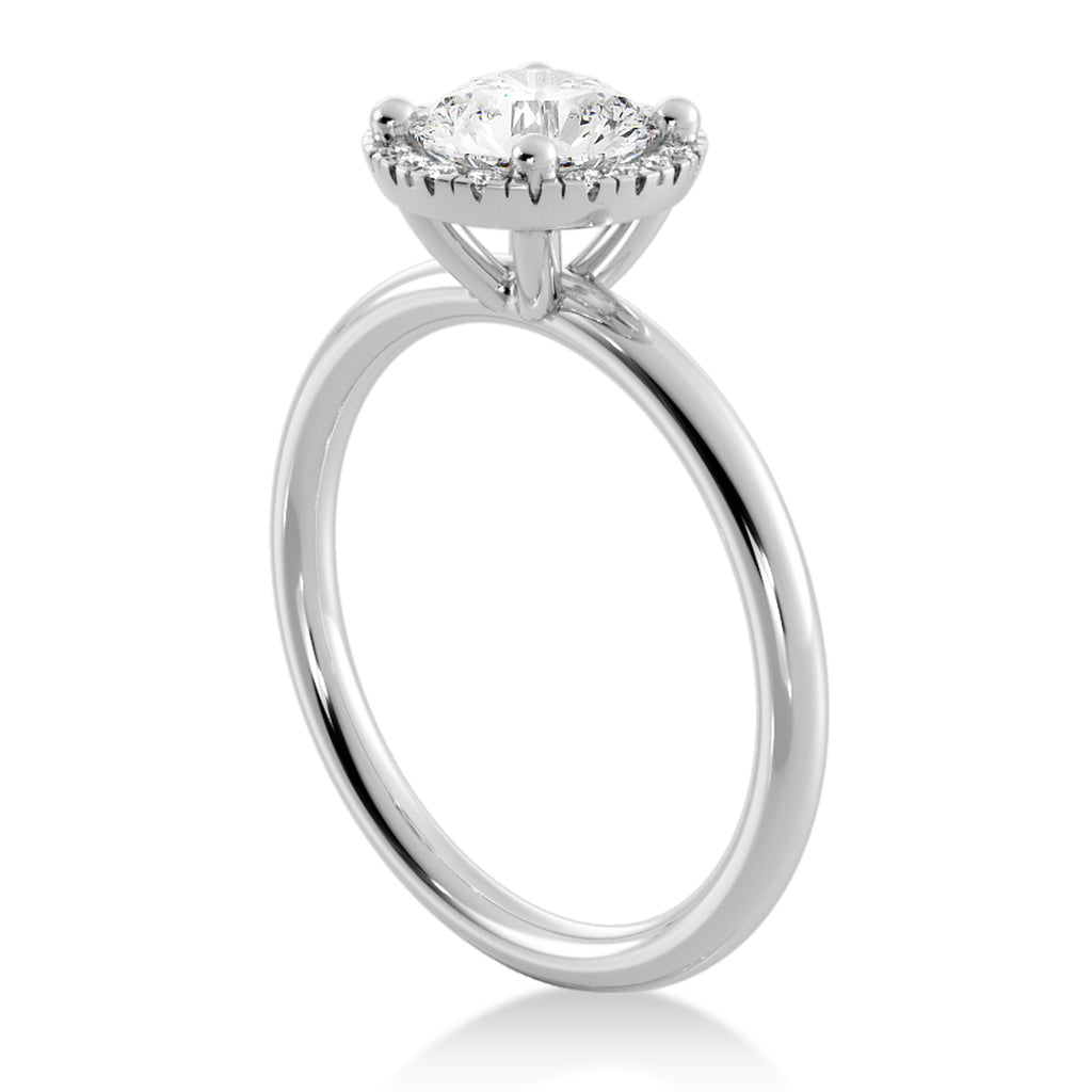 Diamond  Halo Engagement Ring 14k White Gold (0.08ct)