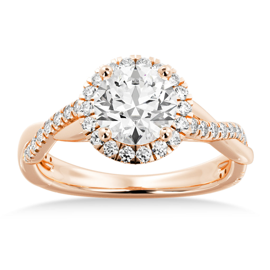 Twisted Diamond Halo Engagement Ring 14k Rose Gold (0.31ct)
