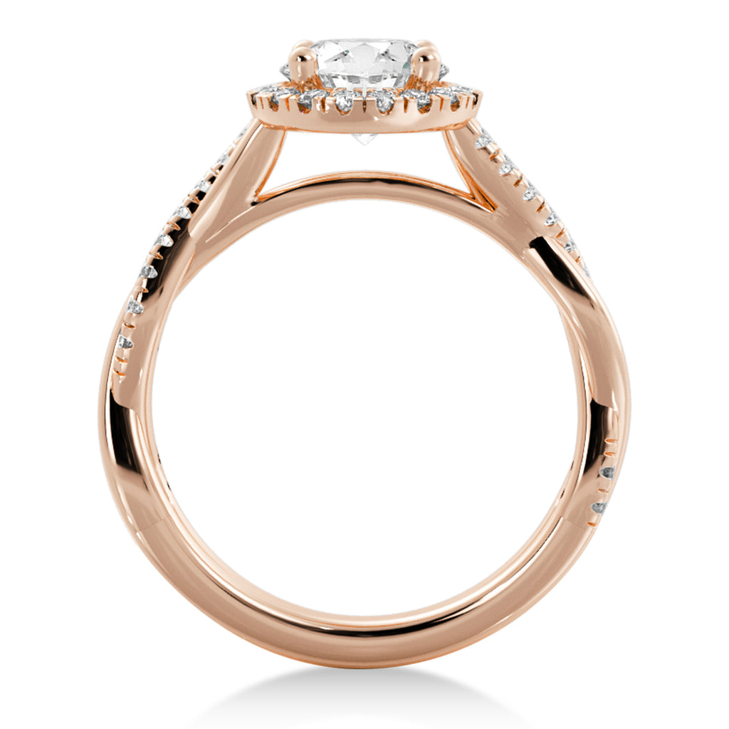 Twisted Diamond Halo Engagement Ring 14k Rose Gold (0.31ct)
