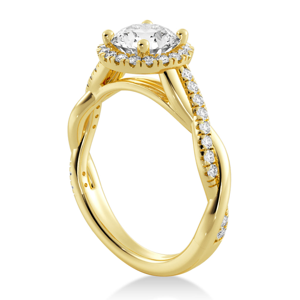 Twisted Lab Diamond Halo Engagement Ring 14k Yellow Gold (0.31ct)