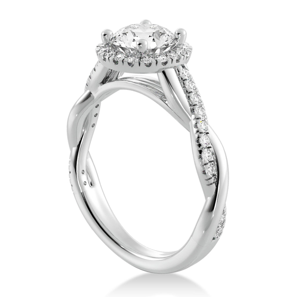 Twisted Lab Diamond Halo Engagement Ring Platinum (0.31ct)
