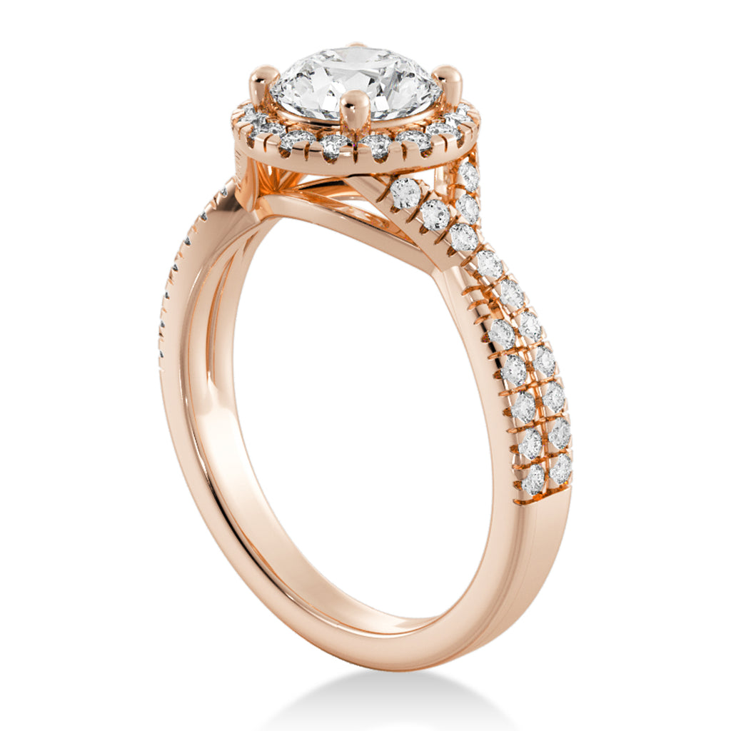 Twisted Diamond Halo Engagement Ring 14k Rose Gold (0.47ct)
