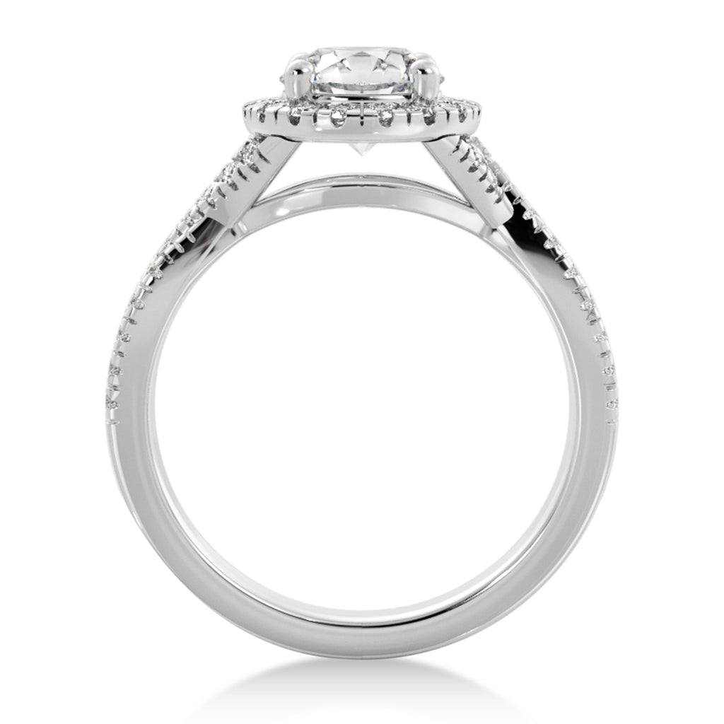 Twisted Diamond Halo Engagement Ring 14k White Gold (0.47ct)