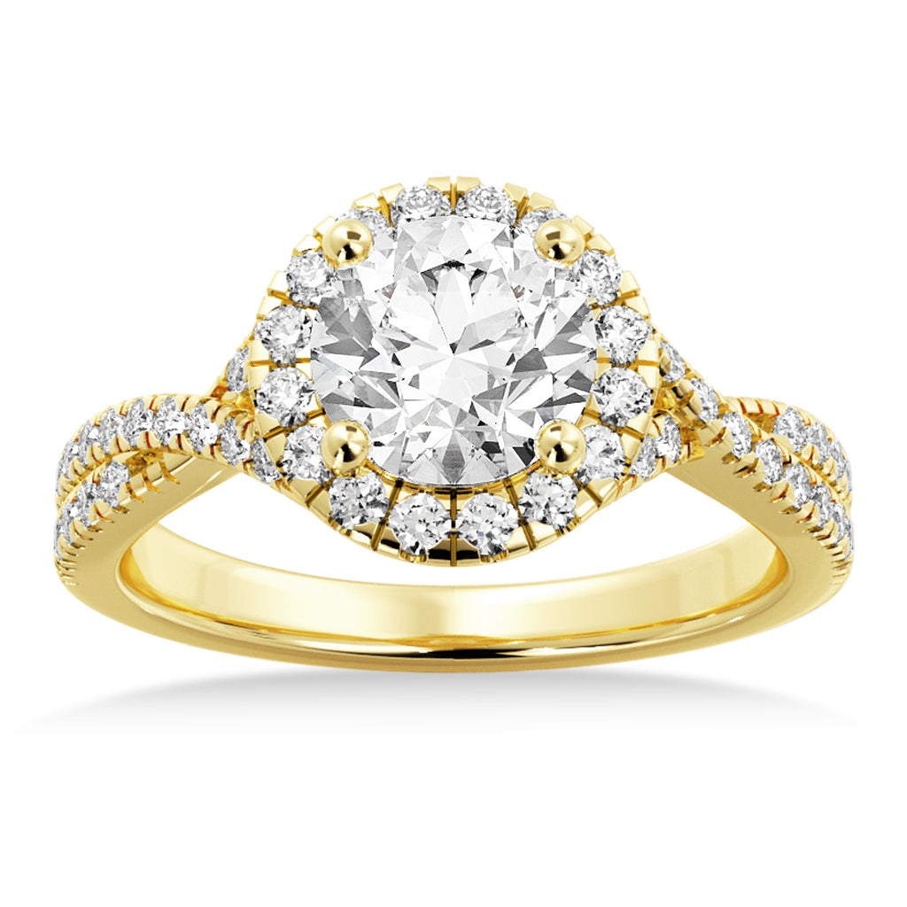 Twisted Diamond Halo Engagement Ring 18k Yellow Gold (0.47ct)