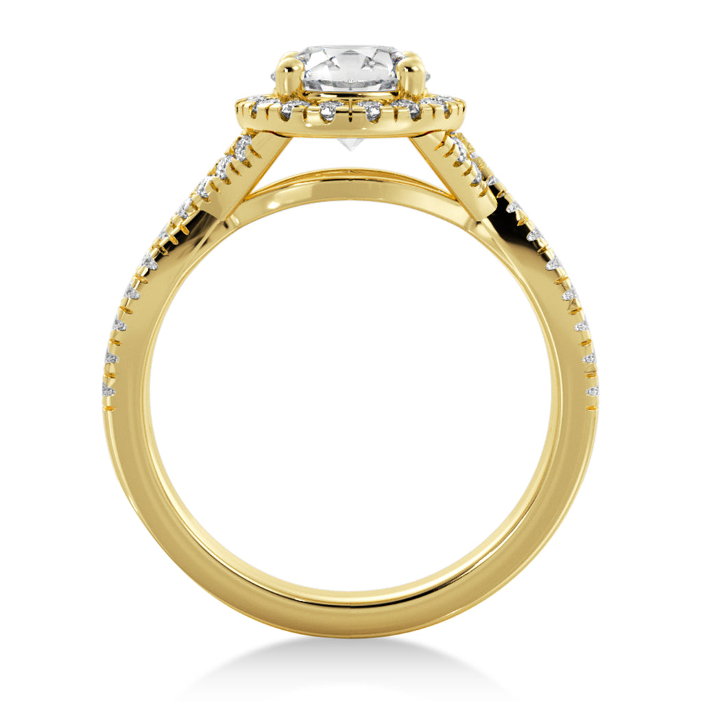 Twisted Diamond Halo Engagement Ring 18k Yellow Gold (0.47ct)