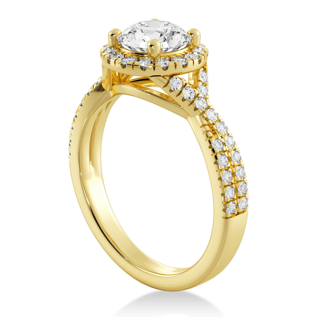 Twisted Diamond Halo Engagement Ring 18k Yellow Gold (0.47ct)