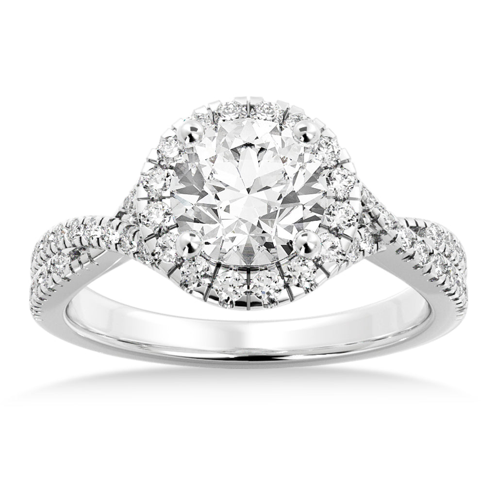 Twisted lab Diamond Halo Engagement Ring 14k White Gold (0.47ct)