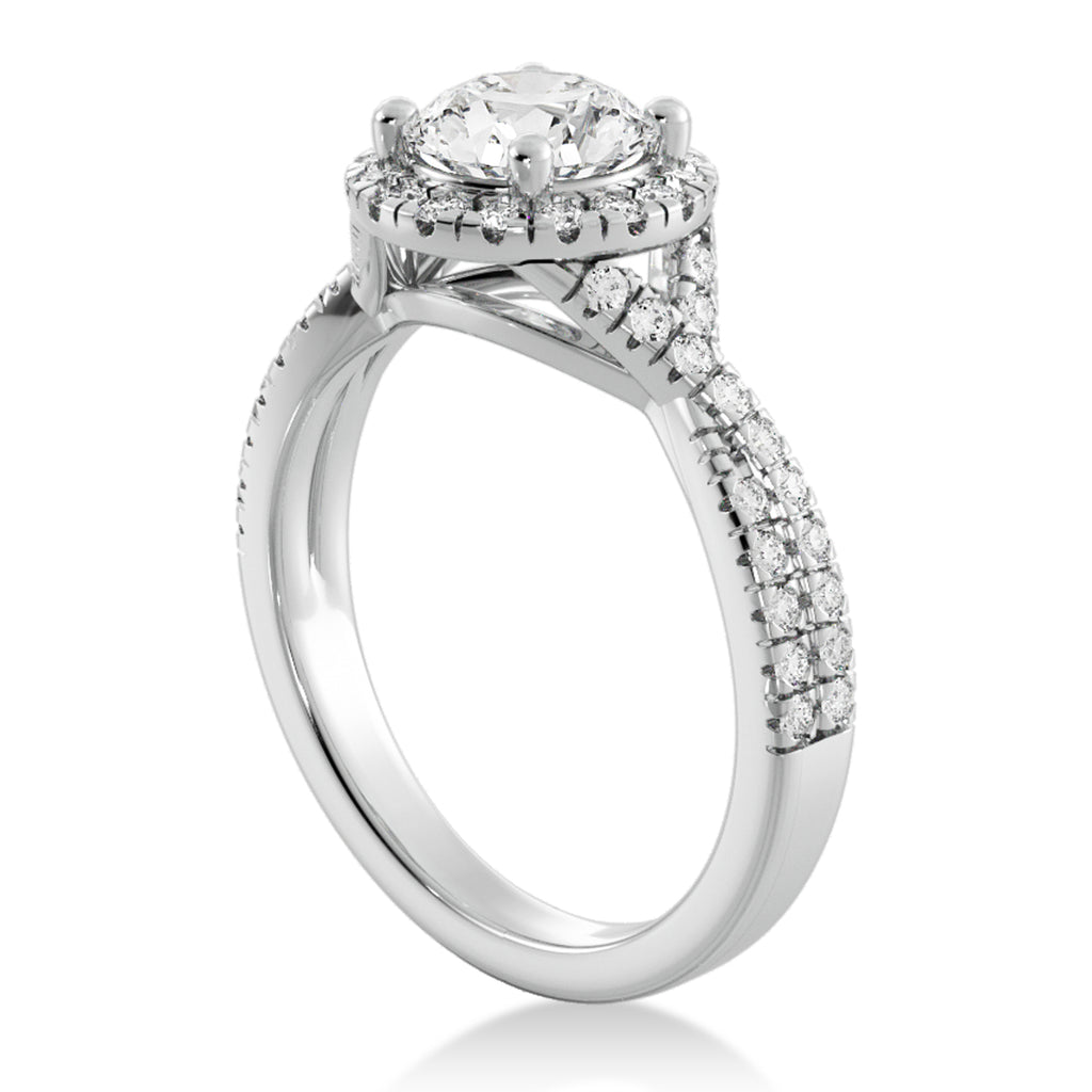 Twisted lab Diamond Halo Engagement Ring 14k White Gold (0.47ct)
