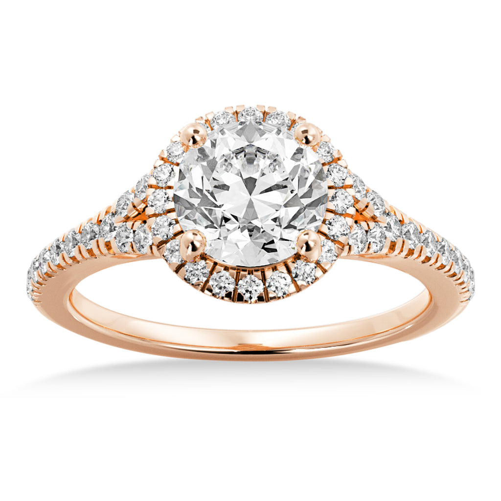 Lab Grown Diamond  Halo Engagement Ring 14k Rose Gold (0.40ct)