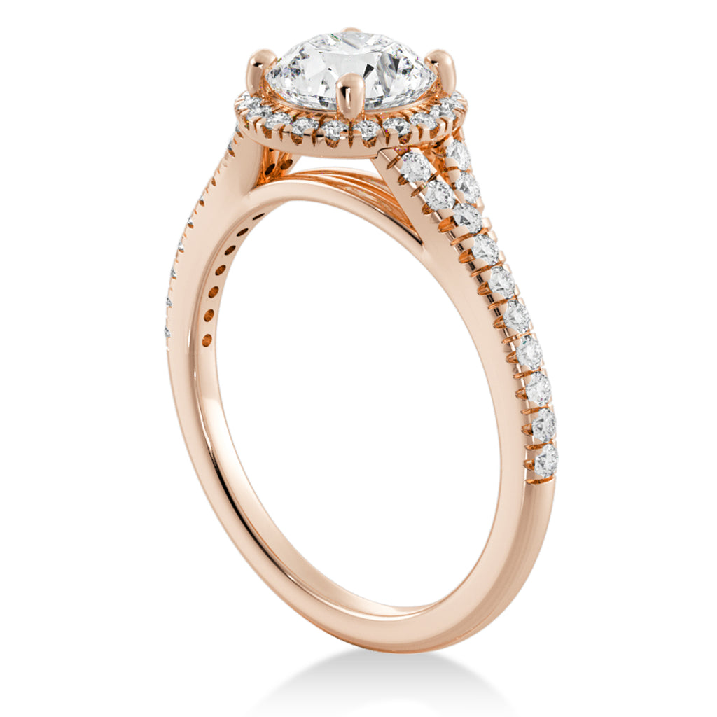 Lab Grown Diamond  Halo Engagement Ring 14k Rose Gold (0.40ct)