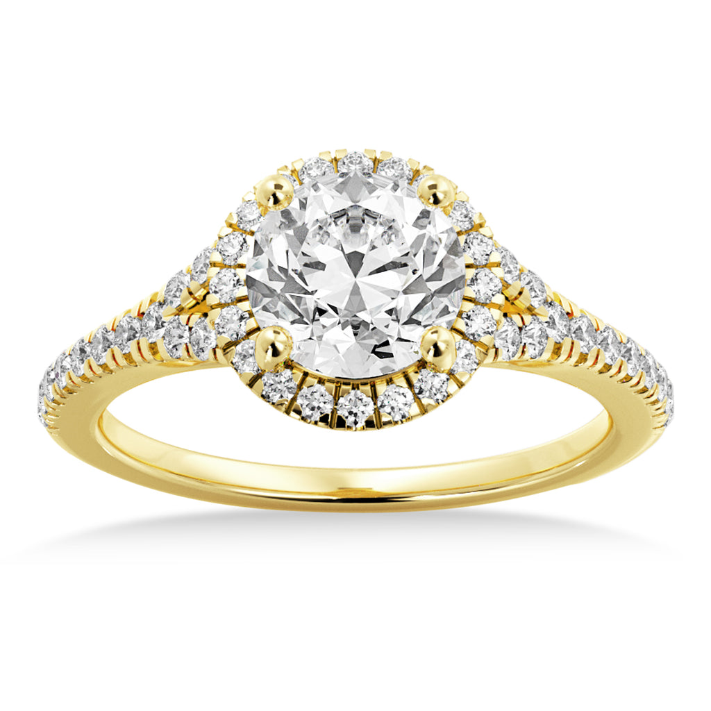 Lab Grown Diamond  Halo Engagement Ring 14k Yellow Gold (0.40ct)