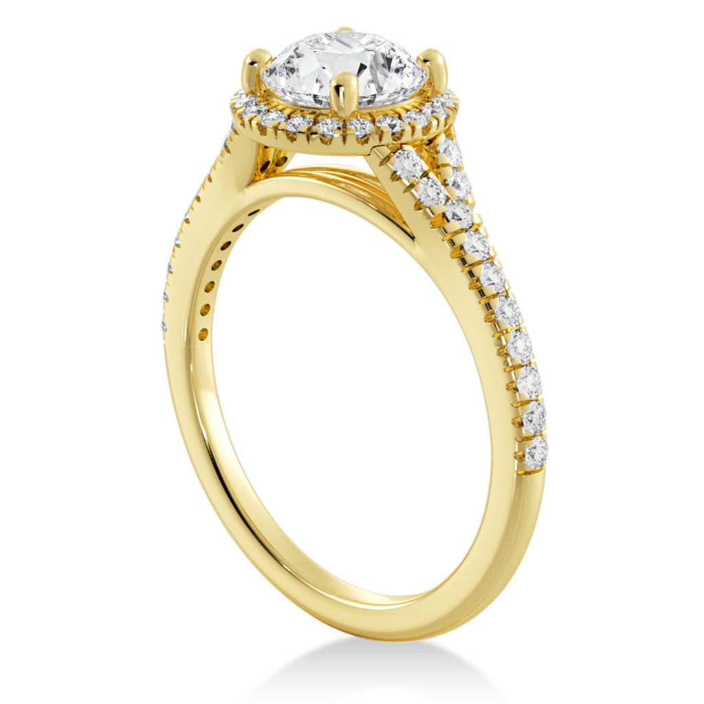 Lab Grown Diamond  Halo Engagement Ring 14k Yellow Gold (0.40ct)