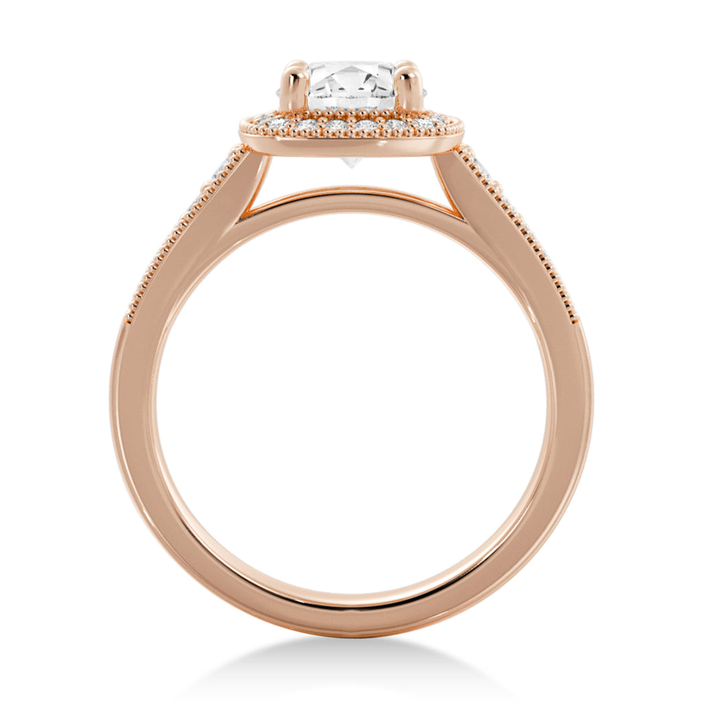 Antique Style Diamond Halo Engagement Ring 14k Rose Gold (0.24ct)