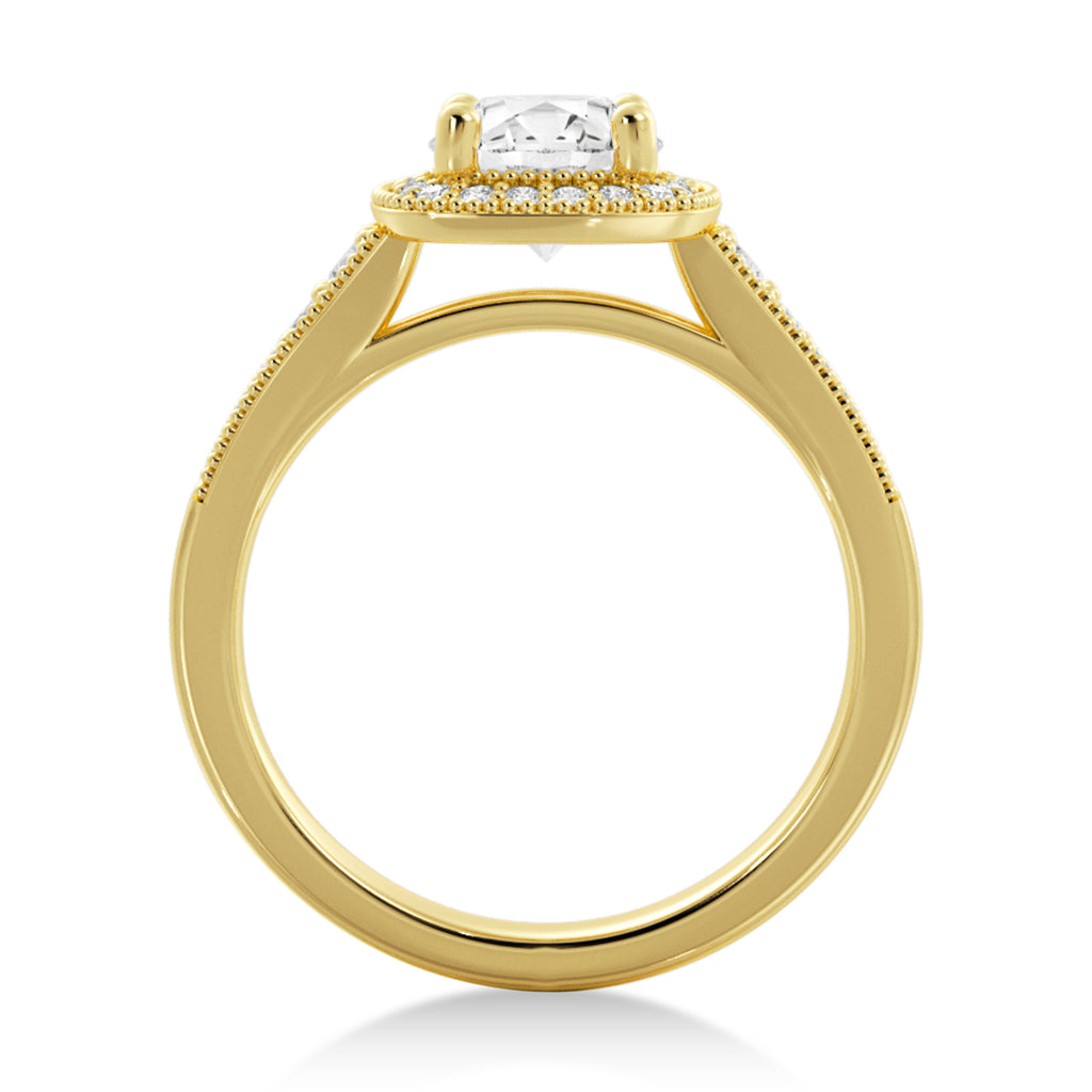 Antique Style Diamond Halo Engagement Ring 14k Yellow Gold (0.24ct)
