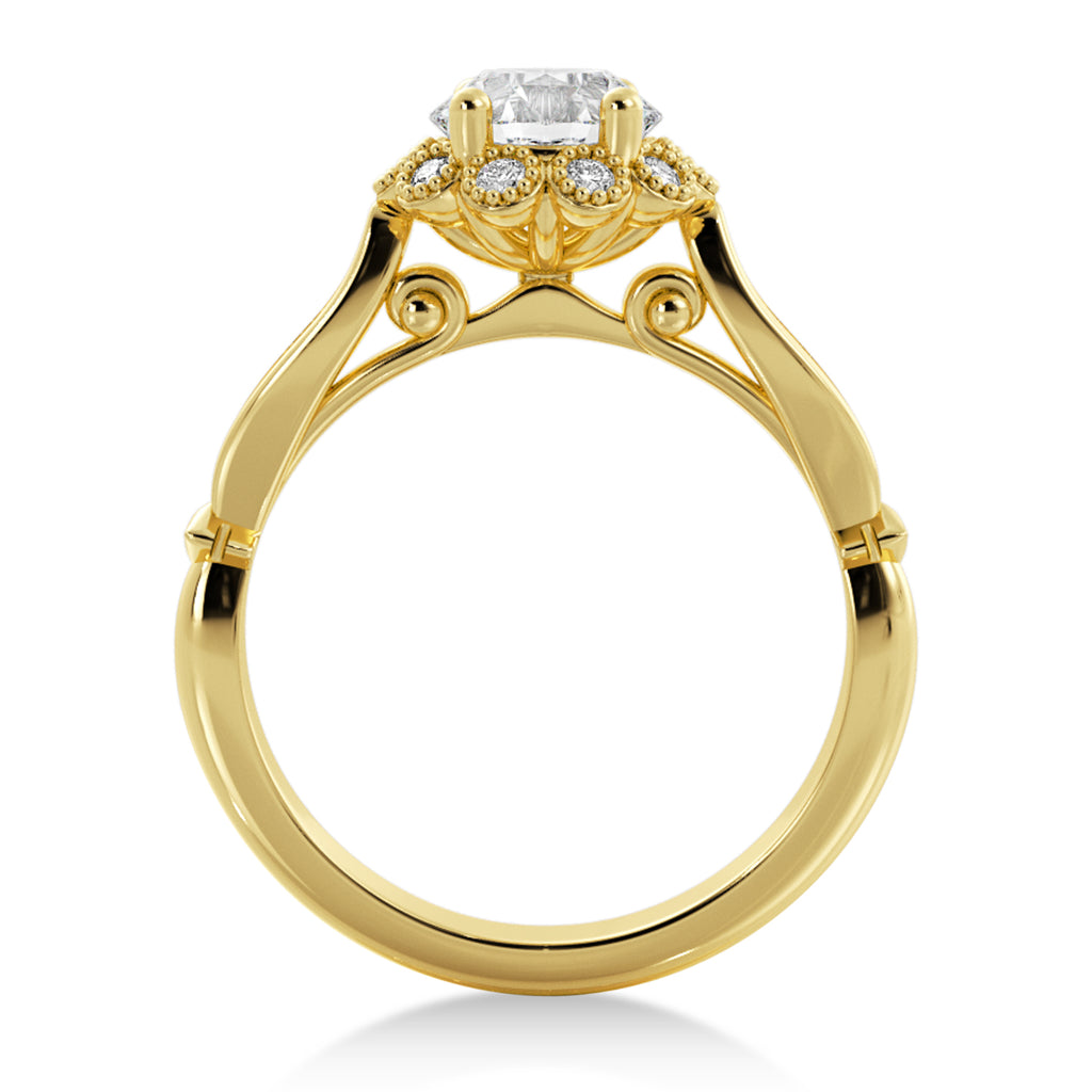 Tulip Lab Diamond Halo Engagement Ring 14k Yellow Gold (0.23ct)