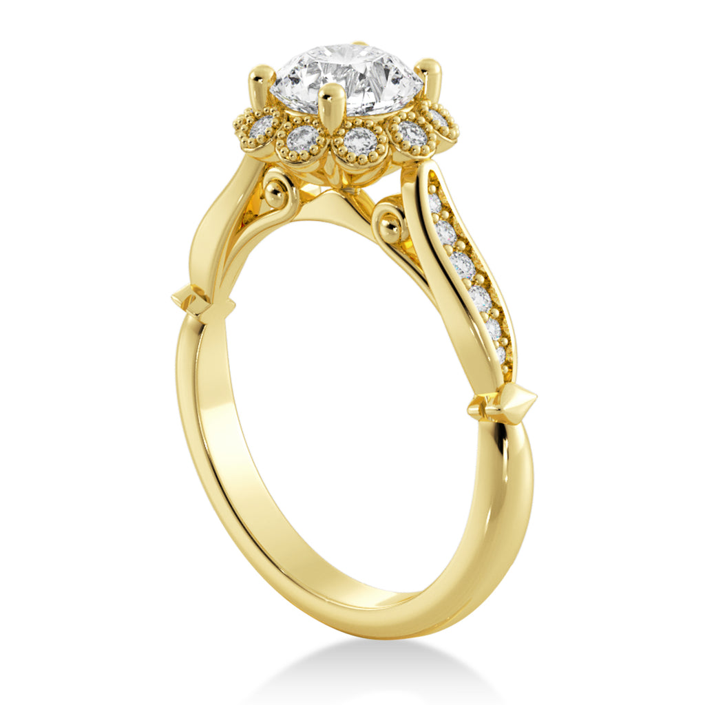 Tulip Lab Diamond Halo Engagement Ring 14k Yellow Gold (0.23ct)