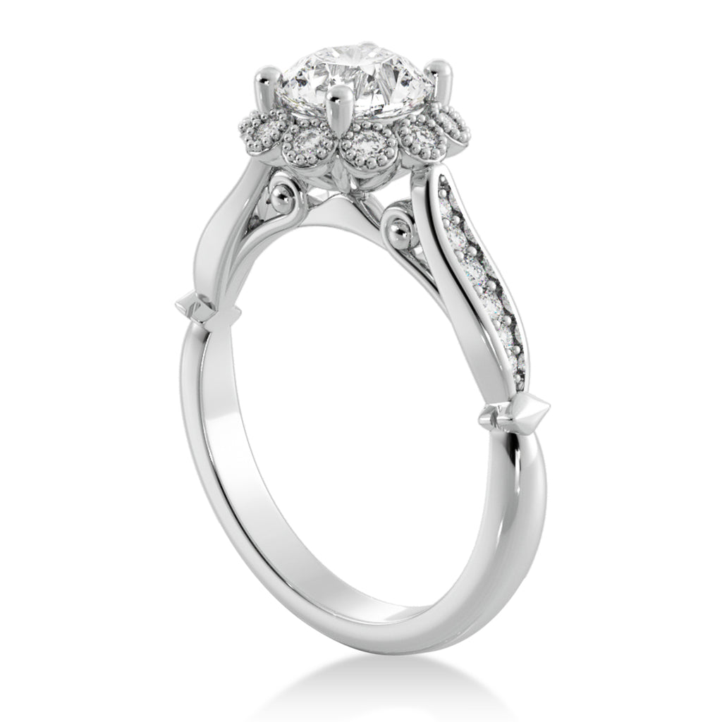 Tulip Lab Diamond Halo Engagement Ring Platinum (0.23ct)