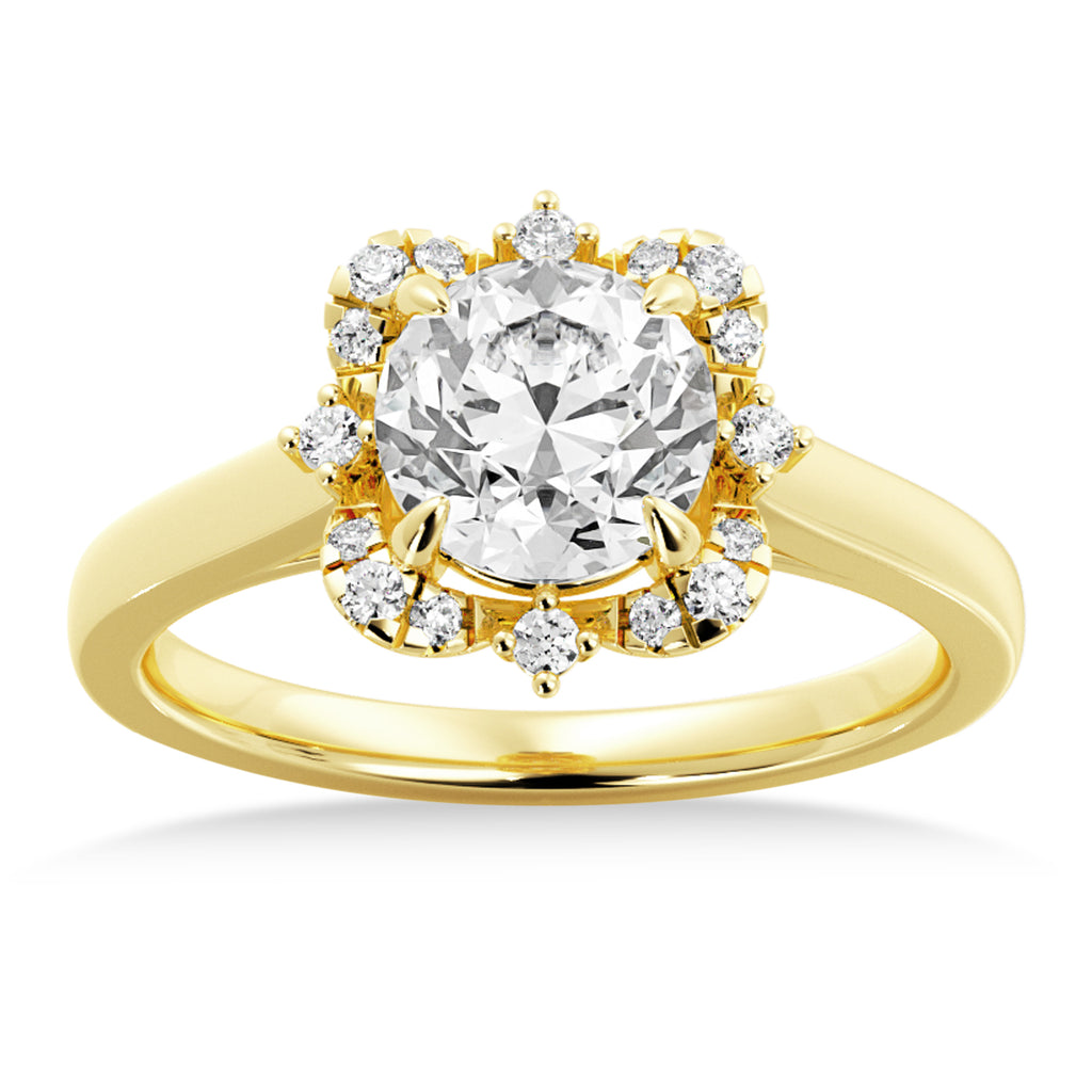 Reina Diamond Halo Engagement Ring 14k Yellow Gold (0.11ct)