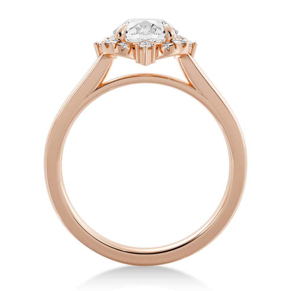 Lab Grown Reina Diamond Halo Engagement Ring 14k Rose Gold (0.11ct)