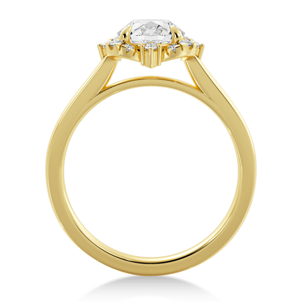 Lab Reina Diamond Halo Engagement Ring 14k Yellow Gold (0.11ct)