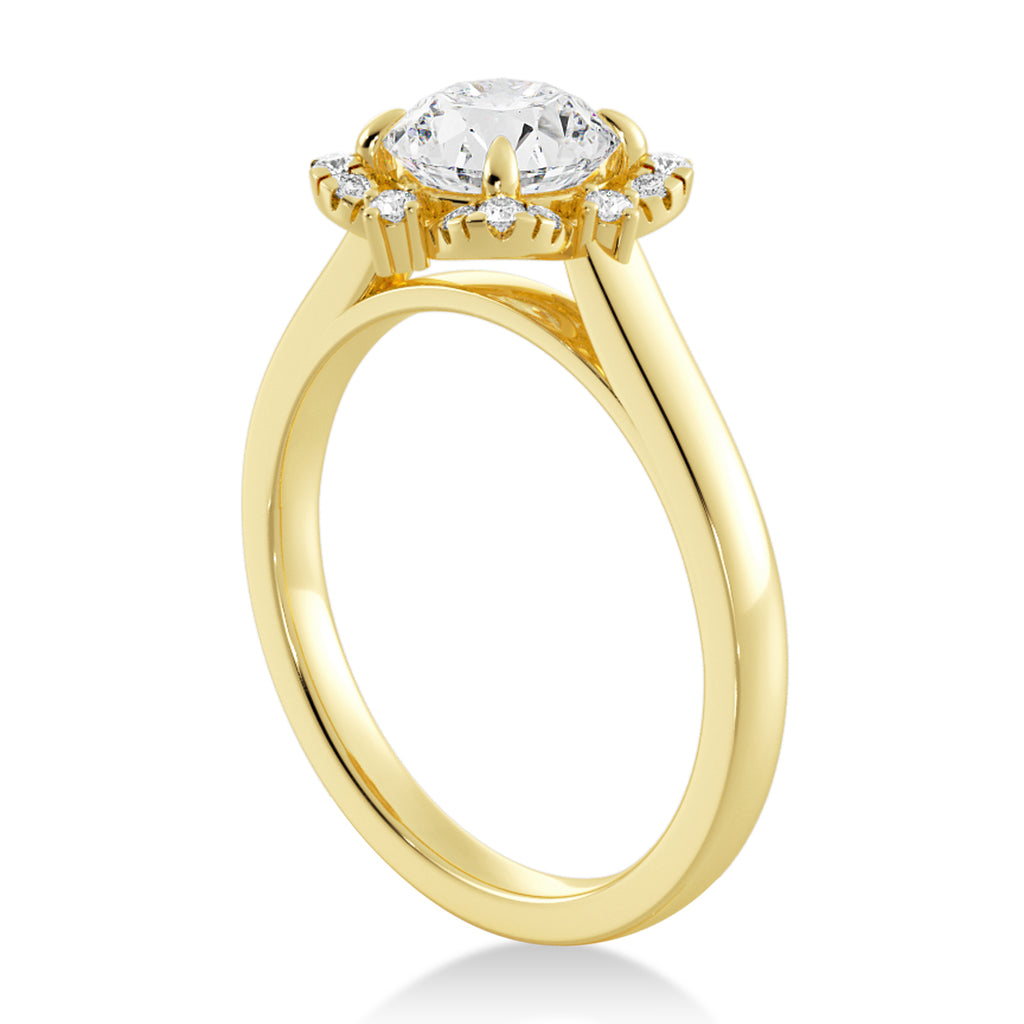 Lab Reina Diamond Halo Engagement Ring 14k Yellow Gold (0.11ct)
