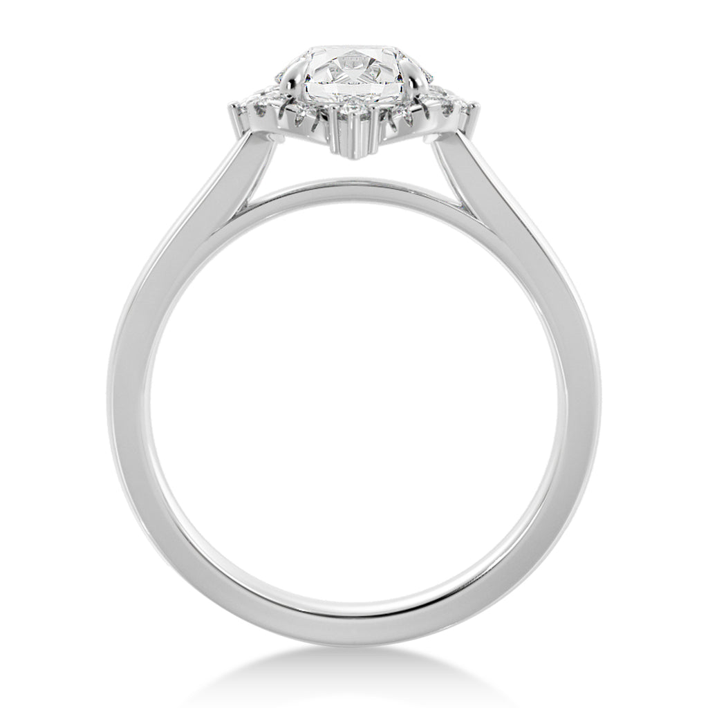 Lab Reina Diamond Halo Engagement Ring Platinum (0.11ct)