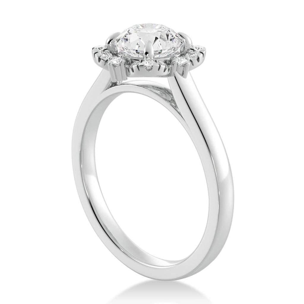 Lab Reina Diamond Halo Engagement Ring Platinum (0.11ct)