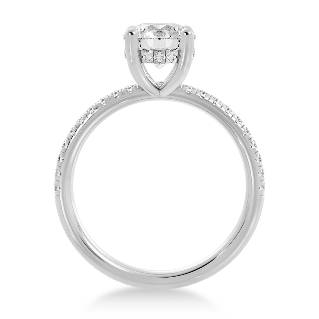 Diamond Hidden Halo Pave' Engagement Ring 18k White Gold (0.26ct)