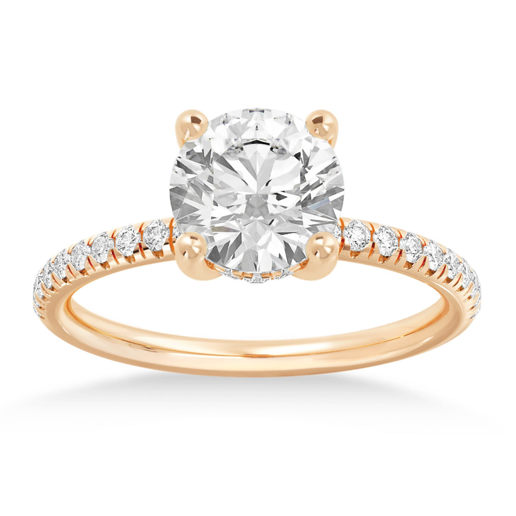 Lab Diamond Hidden Halo Pave' Engagement Ring 14k Rose Gold (0.26ct)