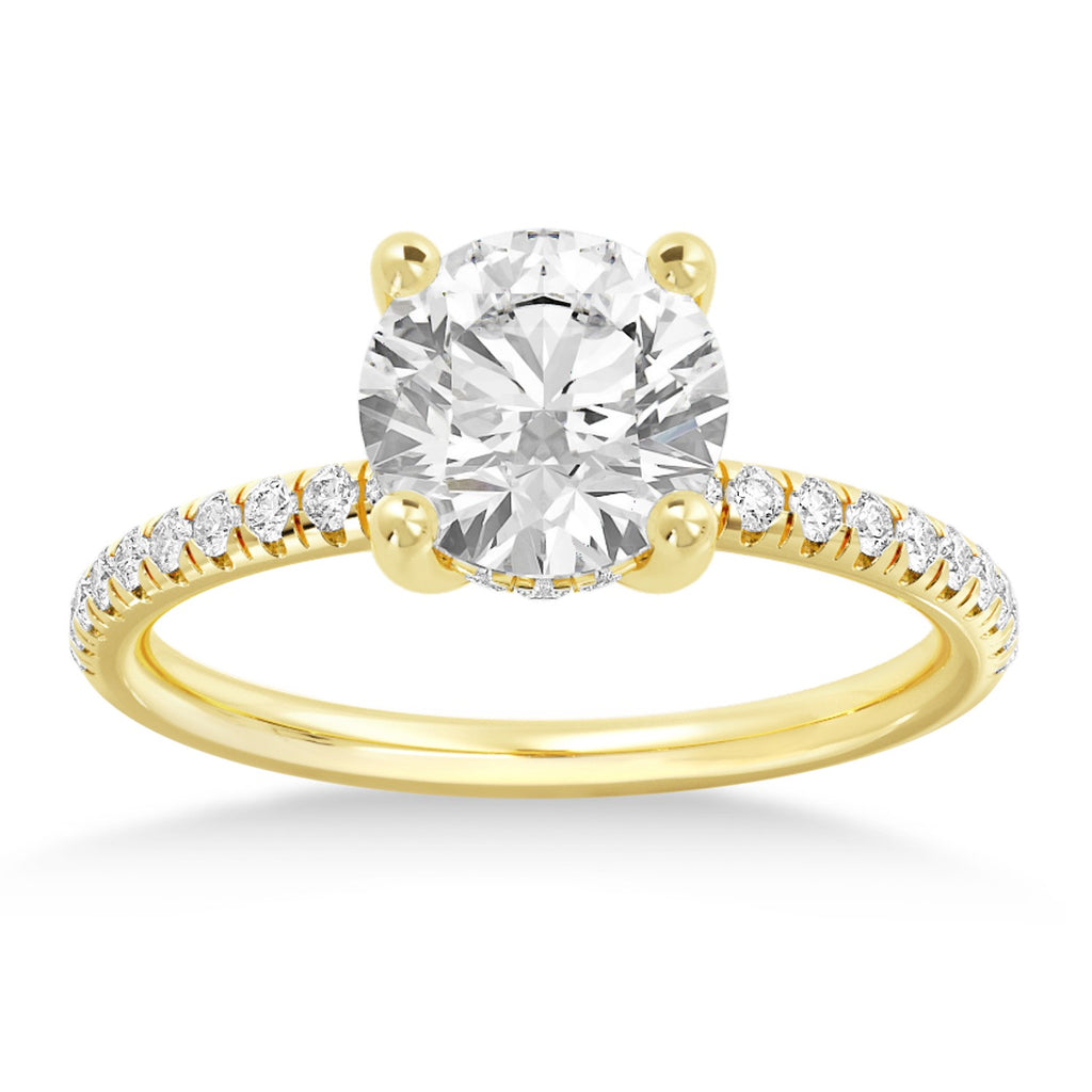 Lab Grown Diamond Hidden Halo Pave' Engagement Ring 14k Yellow Gold (0.26ct)