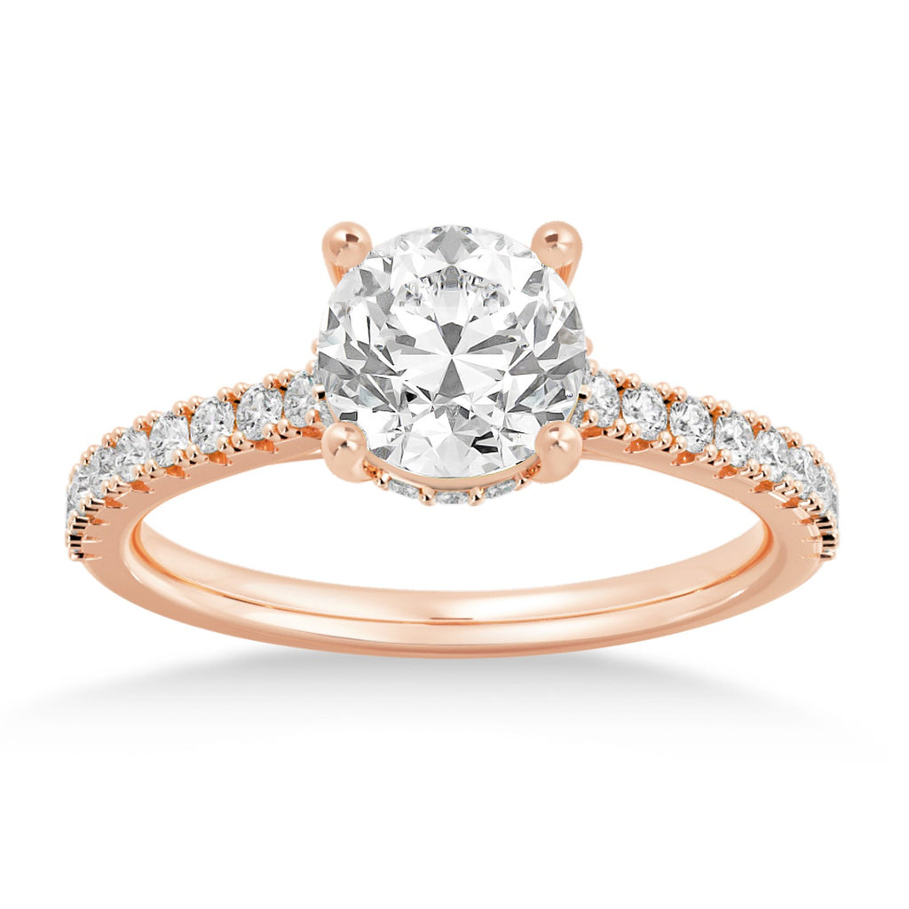 Diamond Hidden Halo CathedralEngagement Ring 14k Rose Gold (0.30ct)