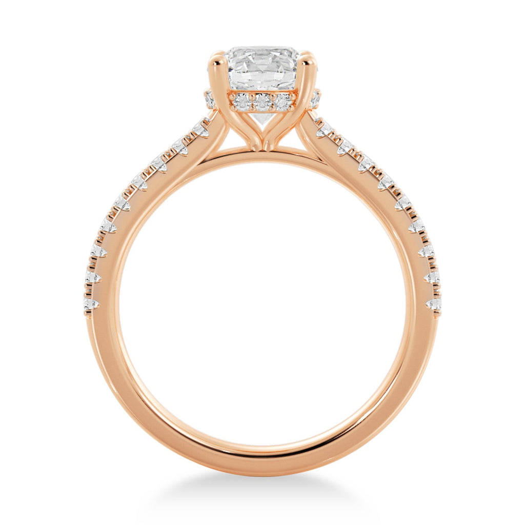 Diamond Hidden Halo CathedralEngagement Ring 14k Rose Gold (0.30ct)