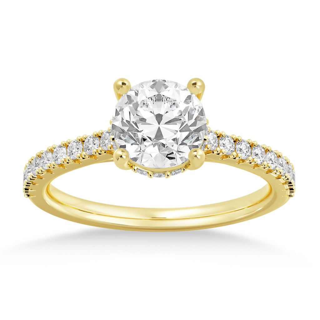 Diamond Hidden Halo CathedralEngagement Ring 14k Yellow Gold (0.30ct)