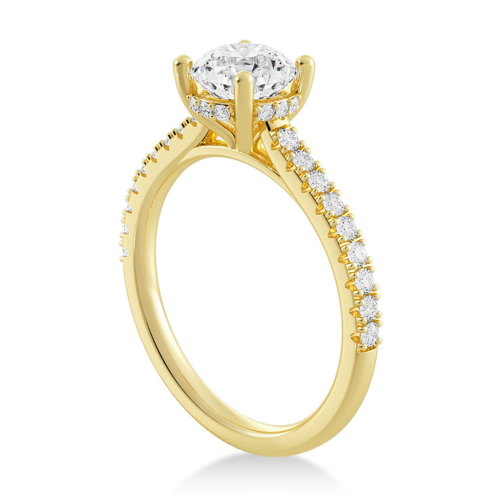 Diamond Hidden Halo CathedralEngagement Ring 14k Yellow Gold (0.30ct)