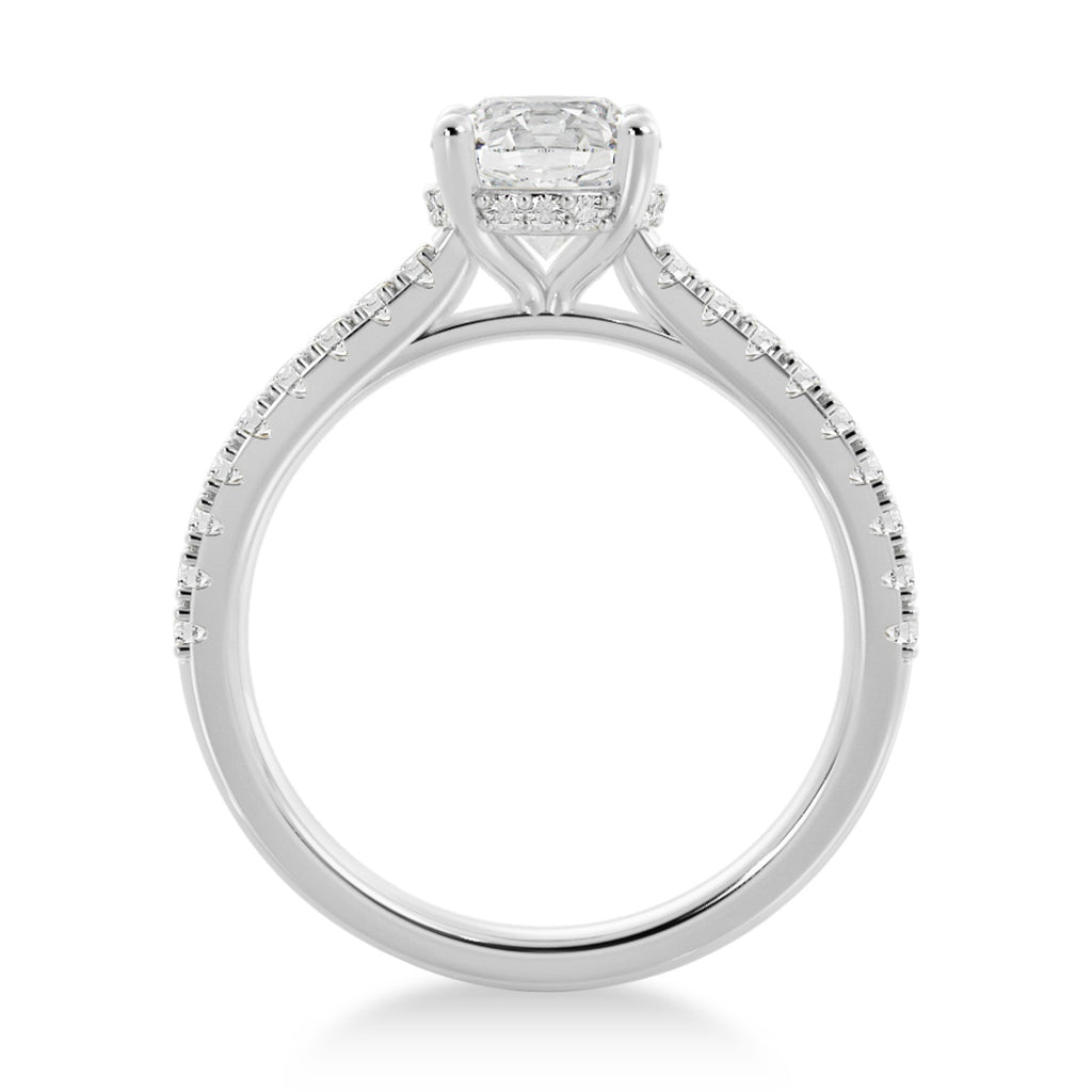 Lab Diamond Hidden Halo CathedralEngagement Ring 18k White Gold (0.30ct)