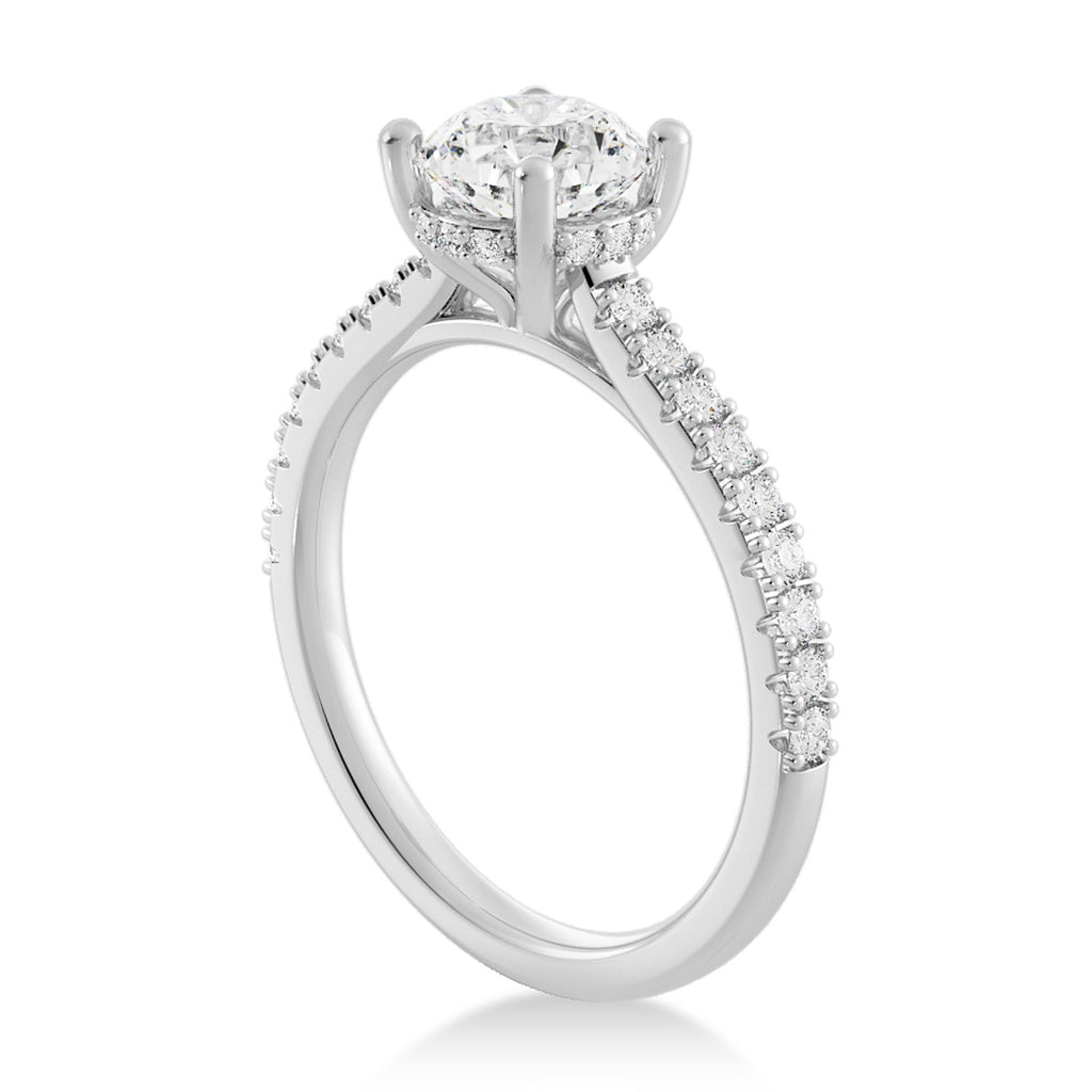 Lab Diamond Hidden Halo CathedralEngagement Ring 18k White Gold (0.30ct)