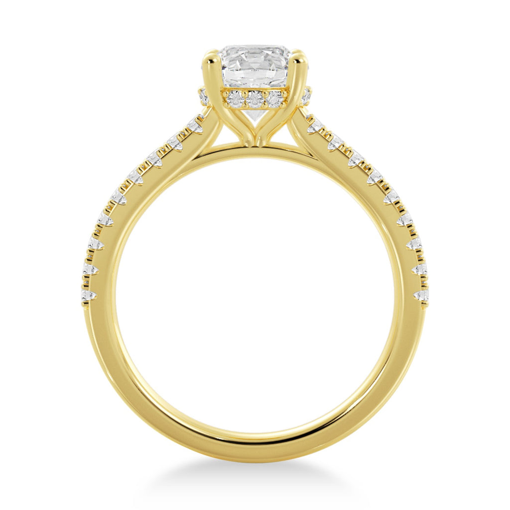 Lab Grown Diamond Hidden Halo CathedralEngagement Ring 18k Yellow Gold (0.30ct)