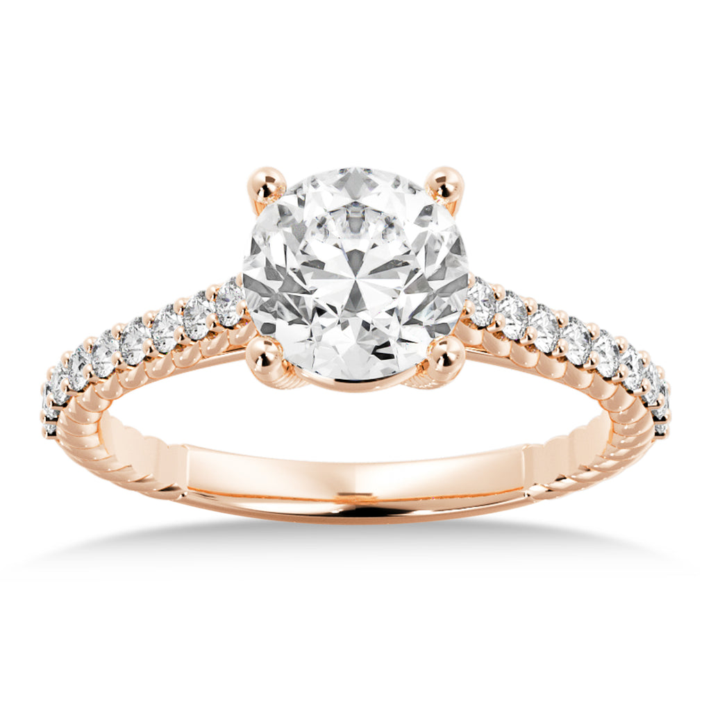 Rope Diamond Accented Engagement Ring 14k Rose Gold (0.23ct)