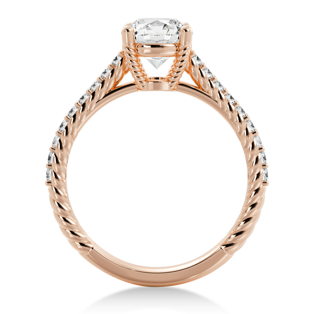 Rope Diamond Accented Engagement Ring 14k Rose Gold (0.23ct)