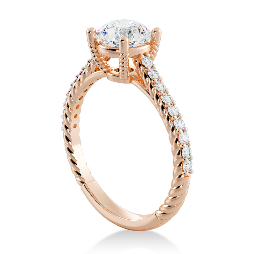 Rope Diamond Accented Engagement Ring 14k Rose Gold (0.23ct)