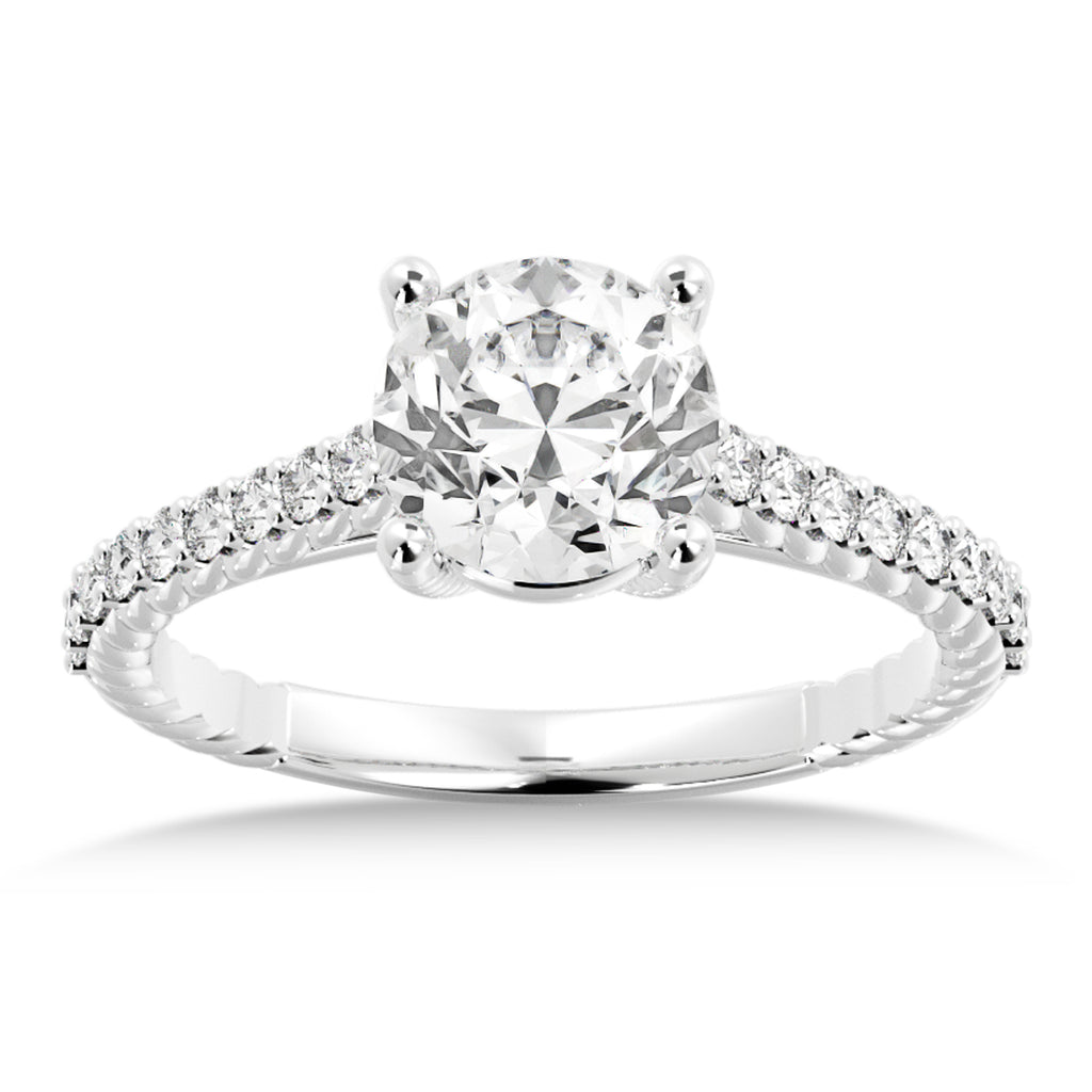 Rope Diamond Accented Engagement Ring 14k White Gold (0.23ct)