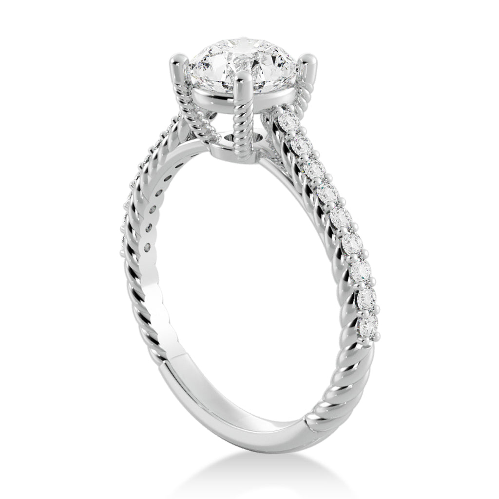 Rope Diamond Accented Engagement Ring 14k White Gold (0.23ct)