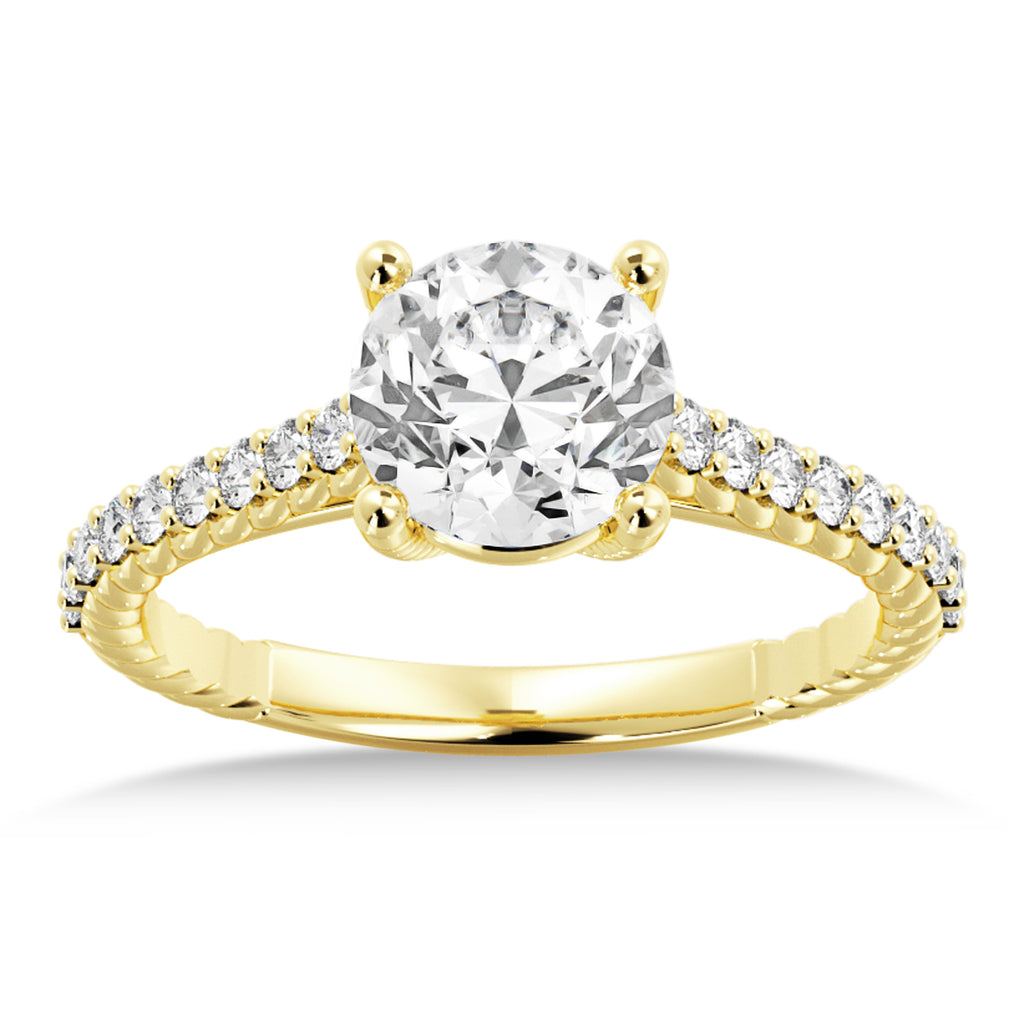 Rope Diamond Accented Engagement Ring 14k Yellow Gold (0.23ct)