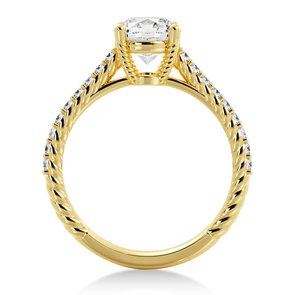 Rope Diamond Accented Engagement Ring 14k Yellow Gold (0.23ct)