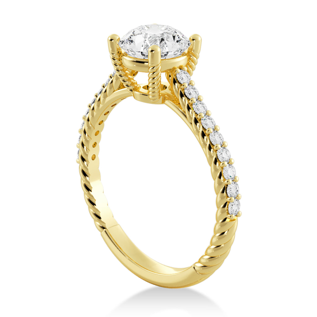 Lab Grown Rope Diamond Accented Engagement Ring 14k Yellow Gold (0.23ct)